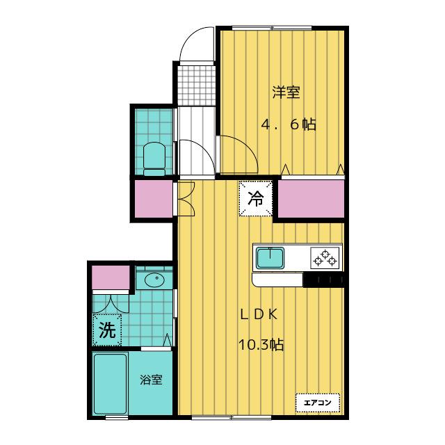 GANADOR 21 A棟(1LDK/1階)の間取り写真