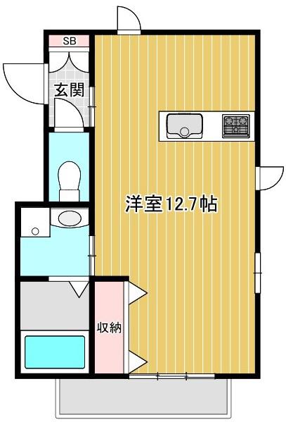 ノーブルヴィラージュ城山(ワンルーム/3階)の間取り写真