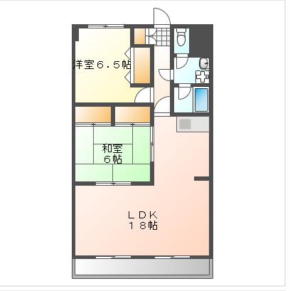 コスモハイツ関(2LDK/8階)の間取り写真