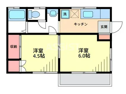 トヨトミハウスII(2K/2階)の間取り写真