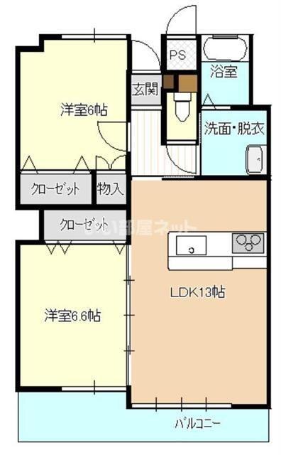 YSコート(2LDK/3階)の間取り写真