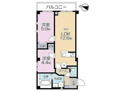 エーフラット2(2LDK/3階)の間取り写真