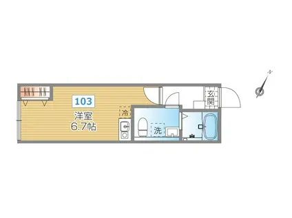 ラ・トゥール BF(ワンルーム/1階)の間取り写真