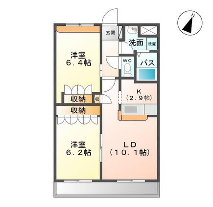 アーバンコートT A棟(2LDK/1階)の間取り写真