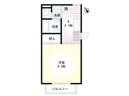 ヒル・コート(1K/2階)の間取り写真