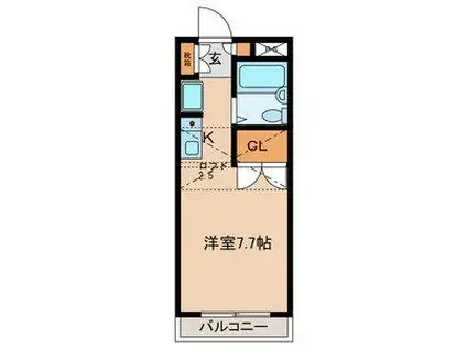 第12ヒカリハイツB(ワンルーム/2階)の間取り写真