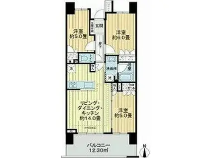 ライオンズ田端アートレジデンス(3LDK/7階)の間取り写真