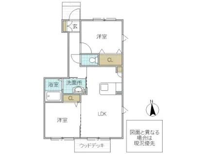 メゾン・ネージュブラン A(2LDK/1階)の間取り写真