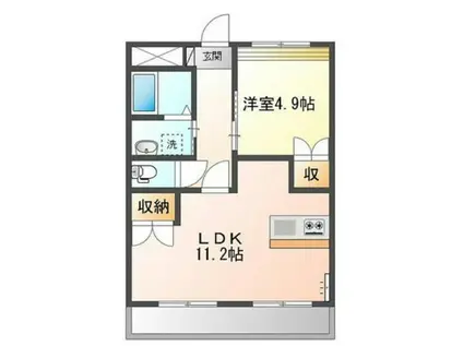 WISTERIA 六条I(1LDK/3階)の間取り写真