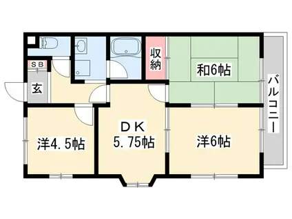 ケスハイツ一色(3DK/2階)の間取り写真