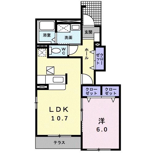 カーサパズ(1LDK/1階)の間取り写真