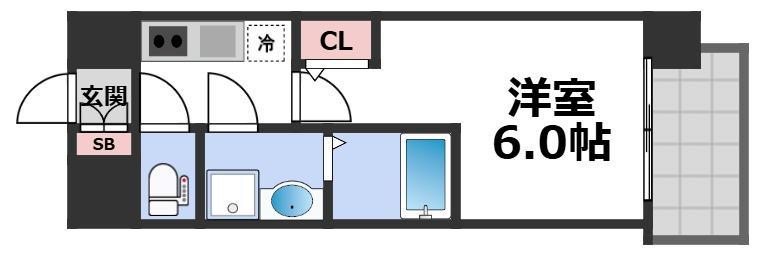 エスリード大阪城イースト(1K/12階)の間取り写真