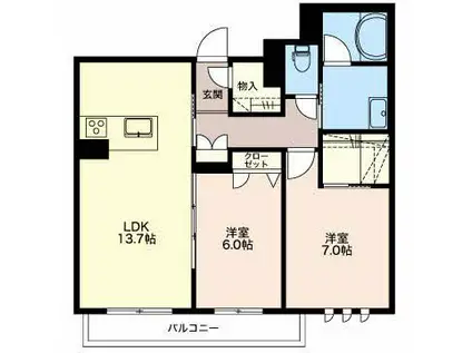 サングリーン・池田(2LDK/2階)の間取り写真