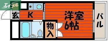 CASA大元(1K/4階)の間取り写真