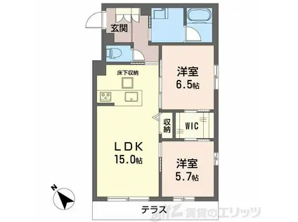 シャーメゾン アプリクス(2LDK/1階)の間取り写真