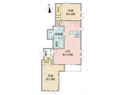 ウィステリア ヴィレッジ(2LDK/1階)の間取り写真