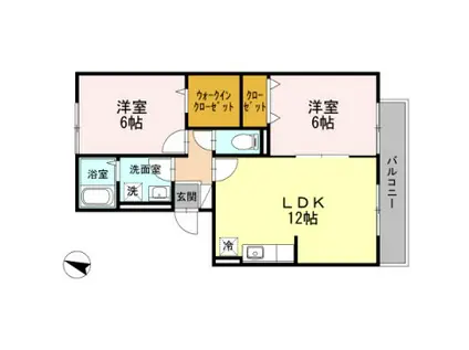 ラ・エスタシオンII・III(2LDK/1階)の間取り写真