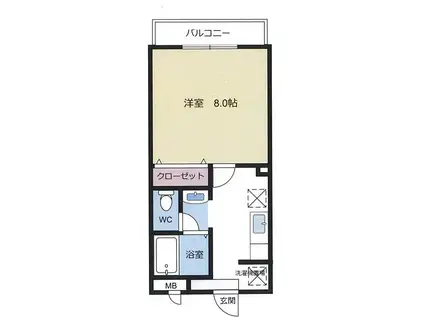 KURADO片柳(1K/3階)の間取り写真