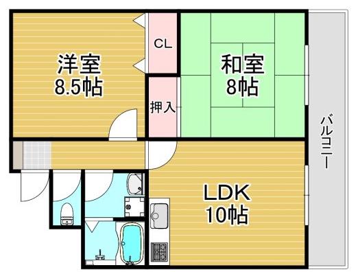 ロイヤル安立(2LDK/5階)の間取り写真