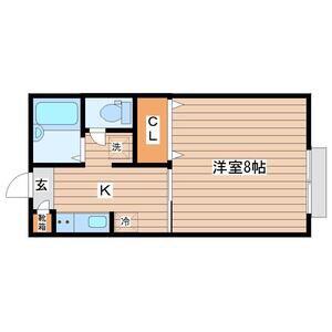 シャンピア菅野 B(1K/2階)の間取り写真