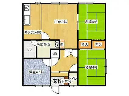 コーポライオンズ(3DK/1階)の間取り写真