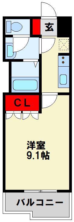 グリーンヒルズ(1K/1階)の間取り写真