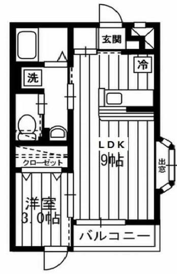 アルティスタF棟(1LDK/2階)の間取り写真