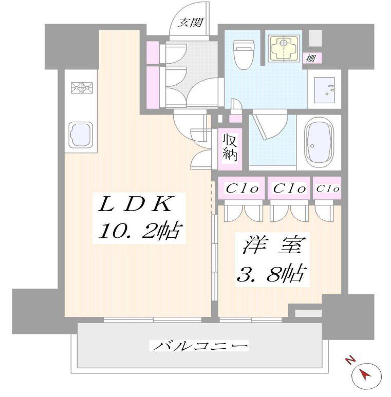 インプレストコア代官山(1LDK/8階)の間取り写真