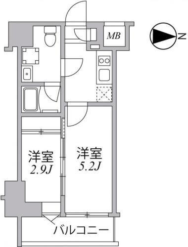 SYFORME住吉(2K/5階)の間取り写真