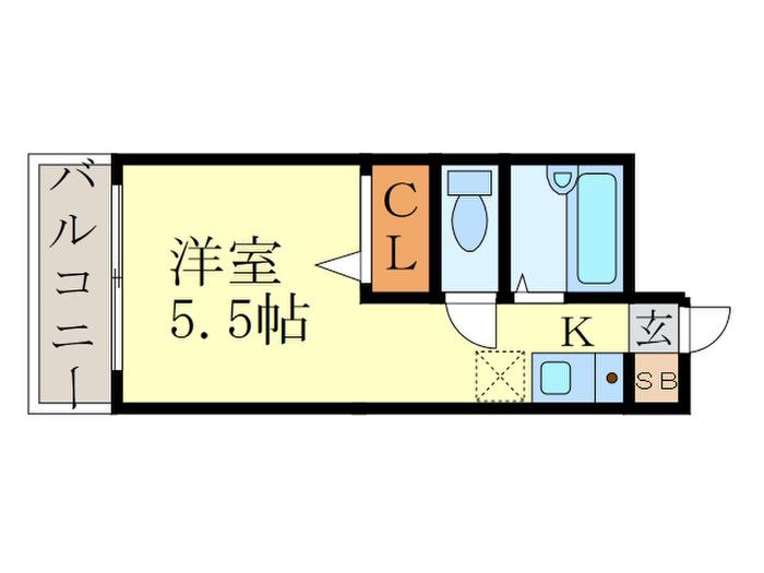 クレール桃山(1K/2階)の間取り写真
