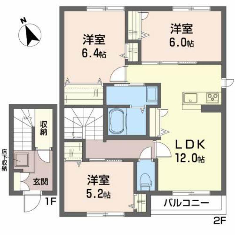 アーク・プラザ弐番館(3LDK/2階)の間取り写真