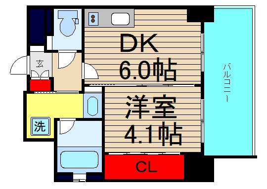 エステムコート難波VIエント(1DK/2階)の間取り写真