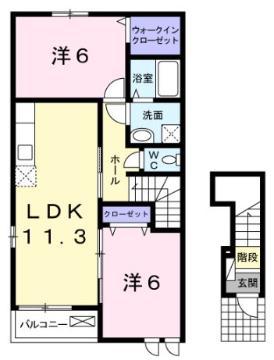 ライツシュティル(2LDK/2階)の間取り写真