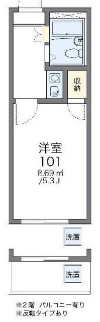 レオパレスOCT(1K/1階)の間取り写真