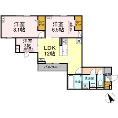 ドムスクレスト森野(3LDK/2階)の間取り写真