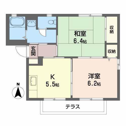 プレスティージュB(2K/1階)の間取り写真