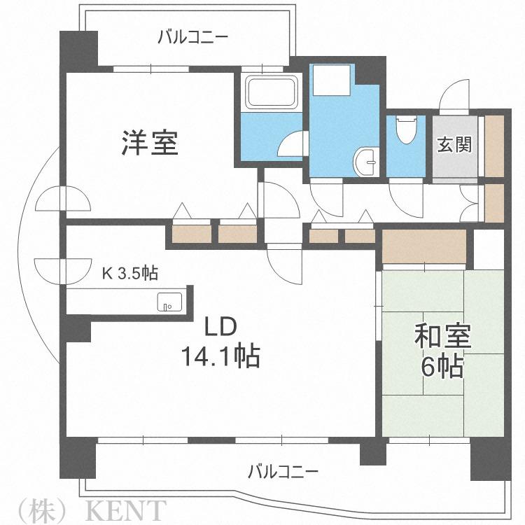 ハウス円山公園(2LDK/7階)の間取り写真