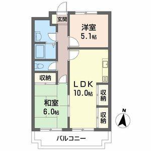 ヴァンヴェールノールメゾン(2LDK/2階)の間取り写真