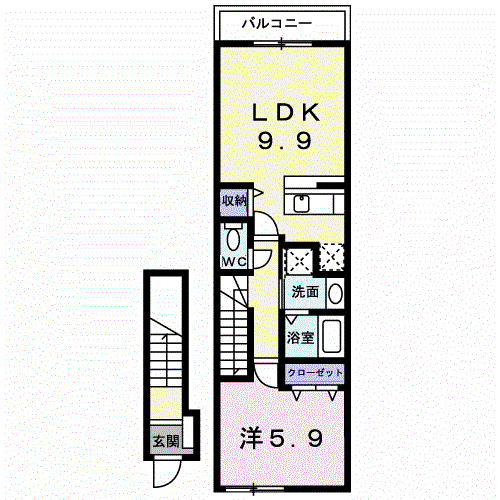 トルドニード(1LDK/2階)の間取り写真