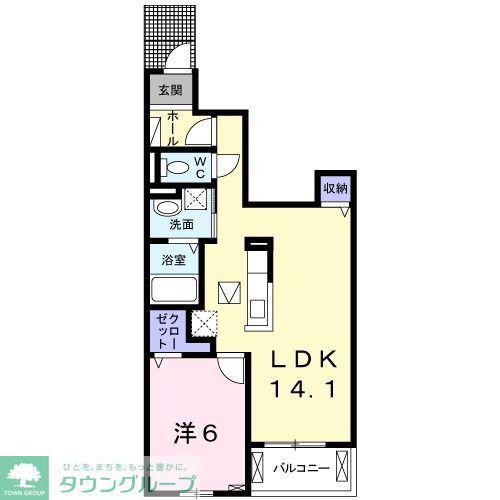 ランド フォレストI(1LDK/1階)の間取り写真