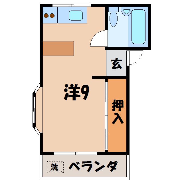 ジュネス青柳(ワンルーム/1階)の間取り写真