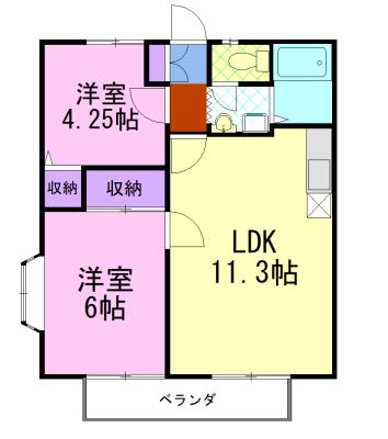 アロマハイツ(2LDK/2階)の間取り写真