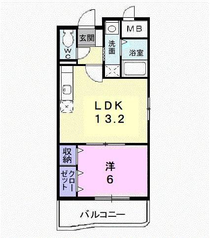 グランディールF II(1LDK/1階)の間取り写真