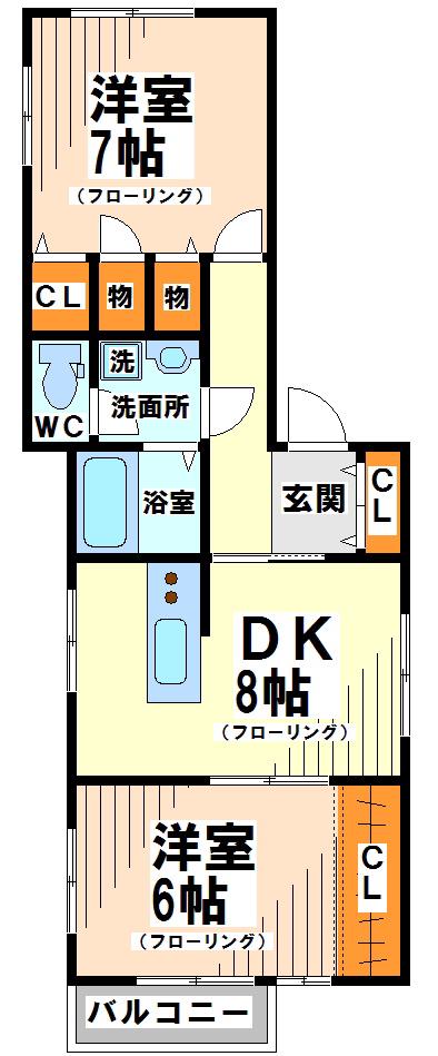 シルウィ・コーラ(2LDK/2階)の間取り写真