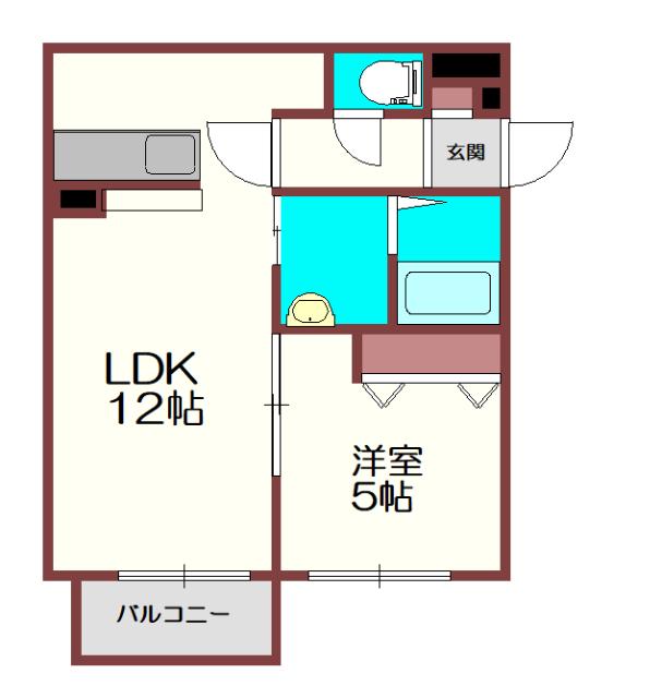 カーサ ボールパーク(1LDK/1階)の間取り写真