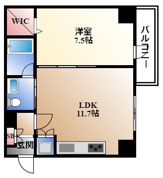パークフラッツ新栄(1LDK/7階)の間取り写真