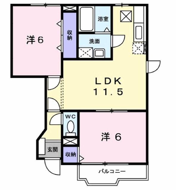 カーサ・ソレアードIII(2LDK/1階)の間取り写真