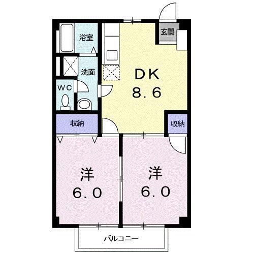 コスモプラザ(2DK/2階)の間取り写真