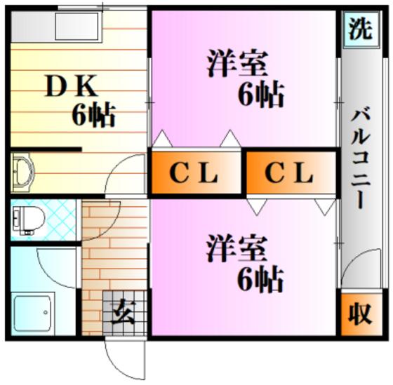 第二正田ビル(2DK/2階)の間取り写真
