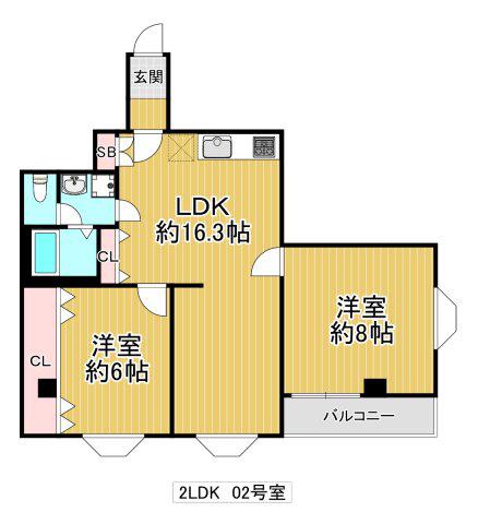 クイーンライフIMAZU(2LDK/8階)の間取り写真